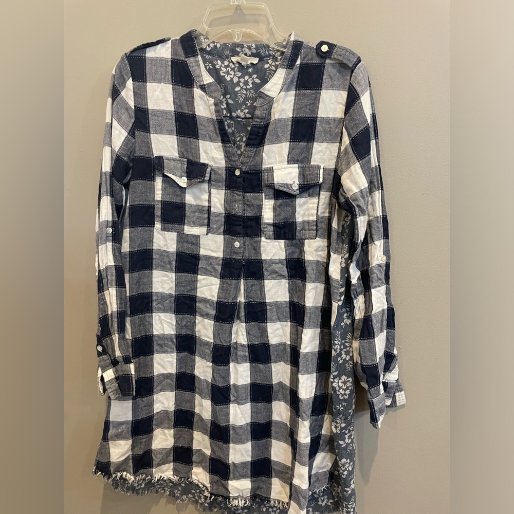 Oddy Boho long sleeve dress mixed media Fray size medium